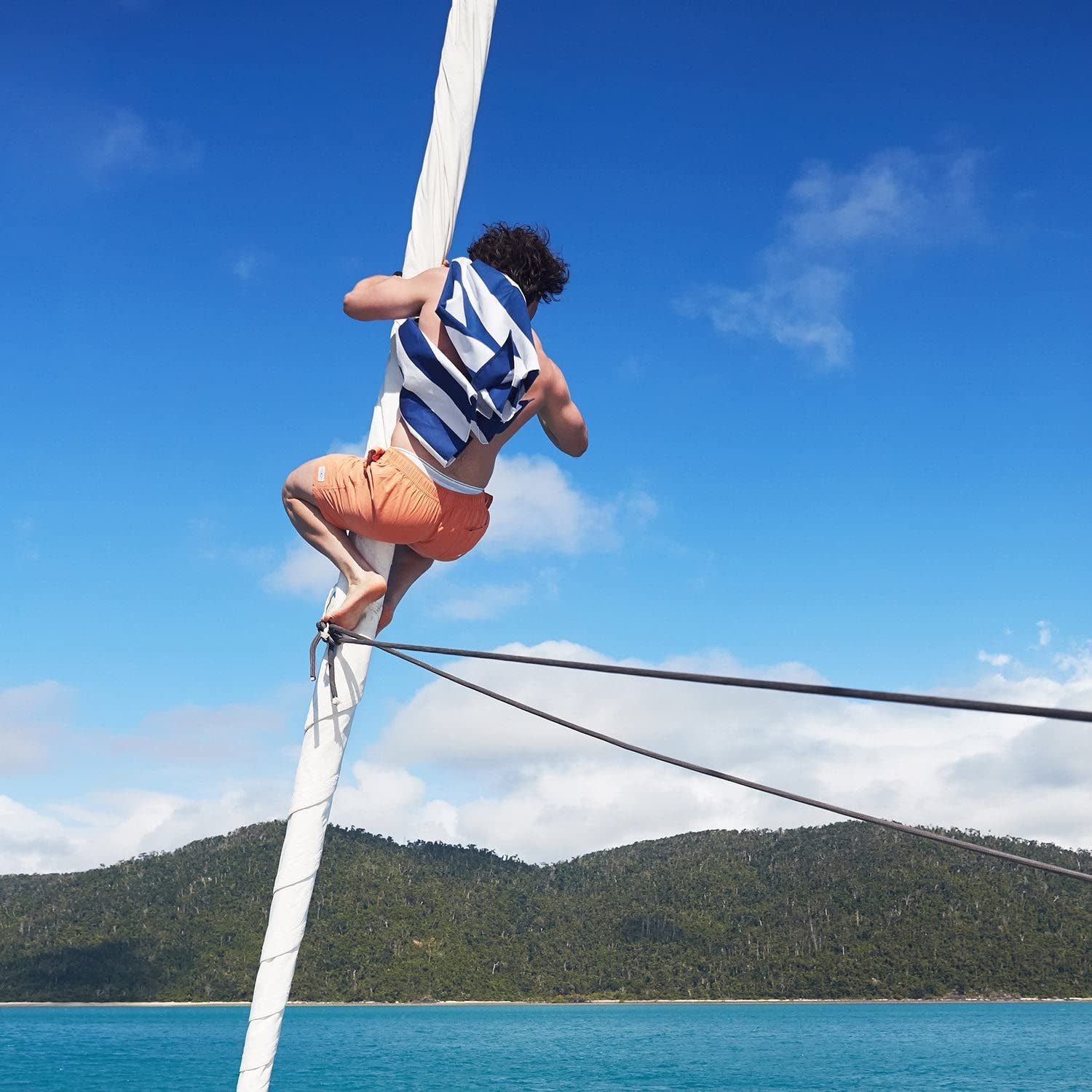 Beach Towel - Quick Dry, Sand Free - Compact, Lightweight - 100% Recycled - Includes Bag - Cabana - Whitsunday Blue - Extra Large (200X90Cm, 78X35)