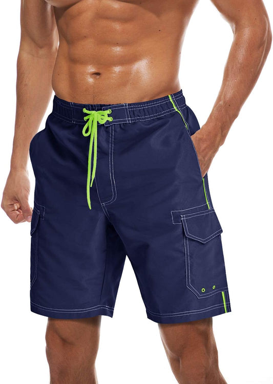 Men'S Summer Swim Trunks Quick Dry Surf Boardshorts Bathing Suit Shorts with Mesh Lining