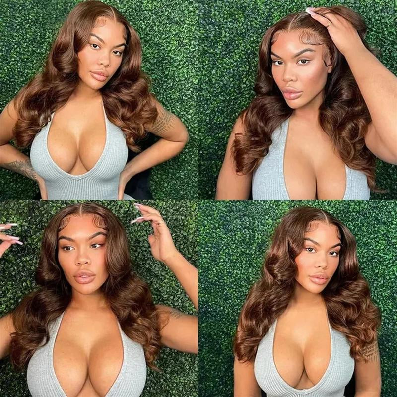 Bling Hair Chocolate Brown Lace Front Wigs Body Wave Brown Lace Front Real Hair Wigs Hd 13X4 Lace Frontal Wig Colored Real Hair for Women