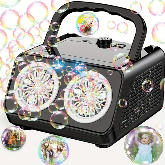 Magical Dual-Fan Bubble Machine for Kids: 20K+ Bubbles/Min, Safe & Portable, Ideal for Parties