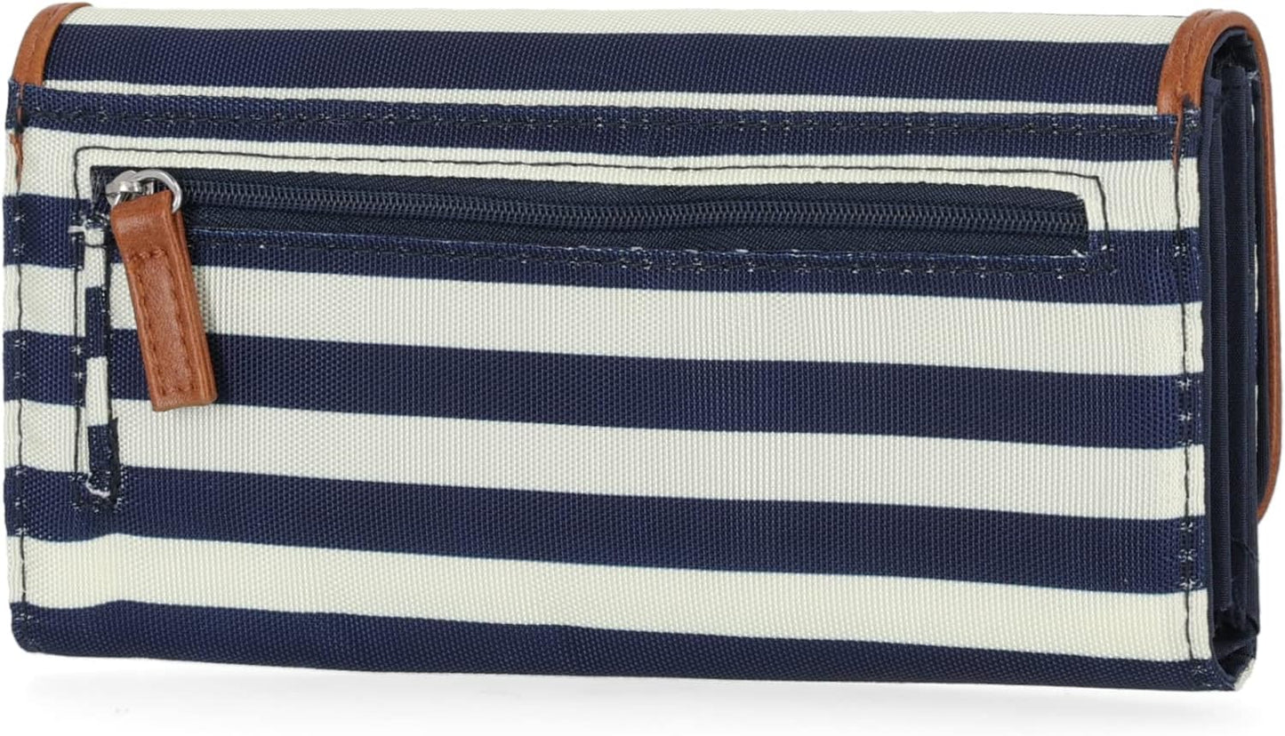 Womens the Perfect Carry All Money Manager Wallet Oraganizer with RFID Blocking Wallet, Indigo/Bone/Sand, One Size US