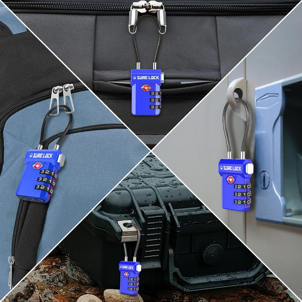 TSA Approved Luggage Locks, Open Alert, Easy Read Dials, Travel Luggage Locks for Suitcase, Baggage Locks