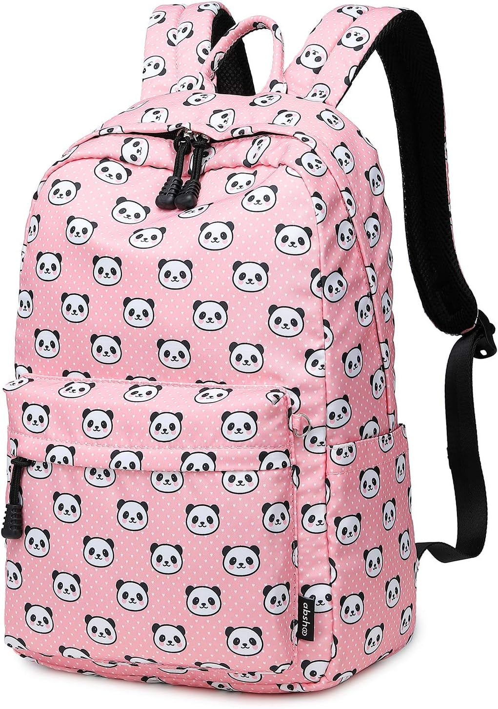 Panda Printed School Backpacks for Girls Cute Elementary School Bookbags (Panda Pink)