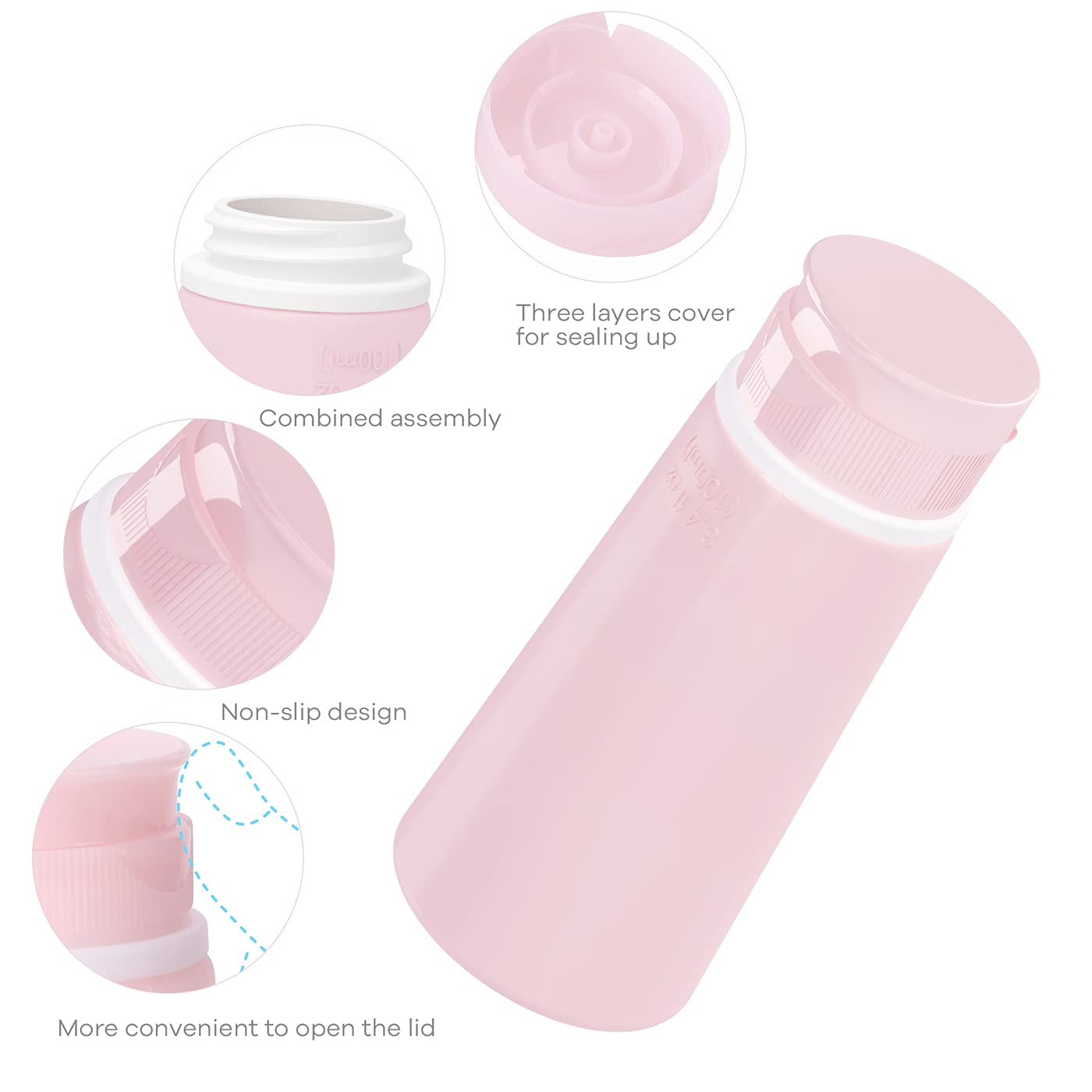 Travel Bottles for Toiletries Tsa Approved Travel Size Containers BPA Free Leak Proof Travel Tubes Refillable Liquid Travel Accessories for Cosmetic Shampoo and Lotion Soap for Travel, Outdoor, GYM and Household, Pink, White, Blue, Green