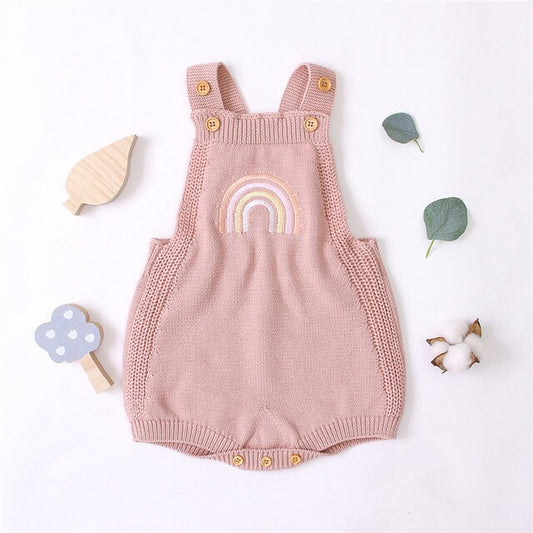 3-24M Newborn Infant Baby Girl Boy Rainbow Romper Knitted Jumpsuit Overalls Cute Toddler Baby Costumes