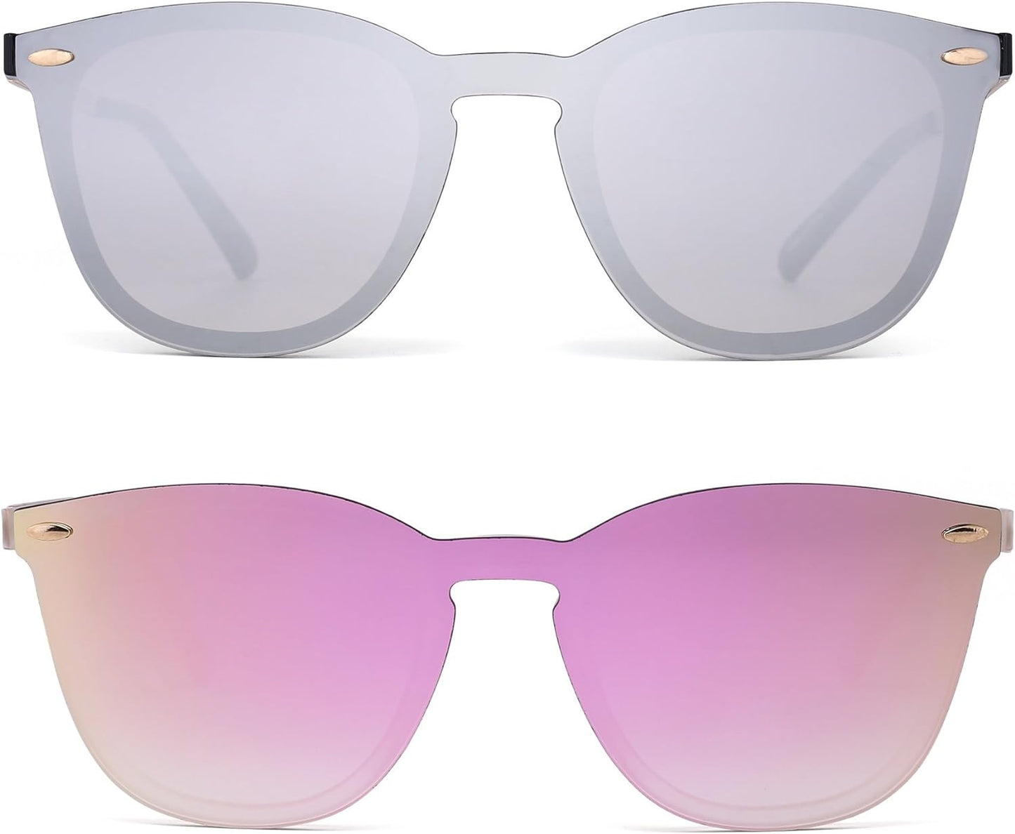 Trendy Rimless Mirrored Sunglasses Reflective Sun Glasses for Women Men