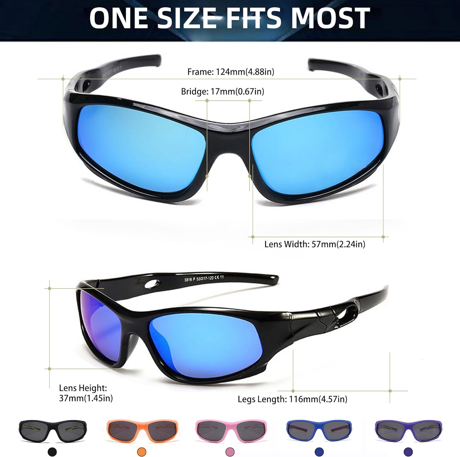 Kids Sunglasses Boys Girls Sports Polarized Sunglasses for Kids Child Youth Baseball Beach Sun Glass with Strap