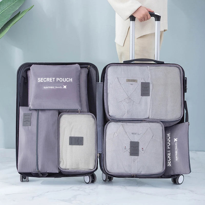 7/6pcs Travel Storage Bag Large Capacity Suitcase Storage Luggage Clothes Sorting Organizer Set Pouch Case Shoes Packing Cube