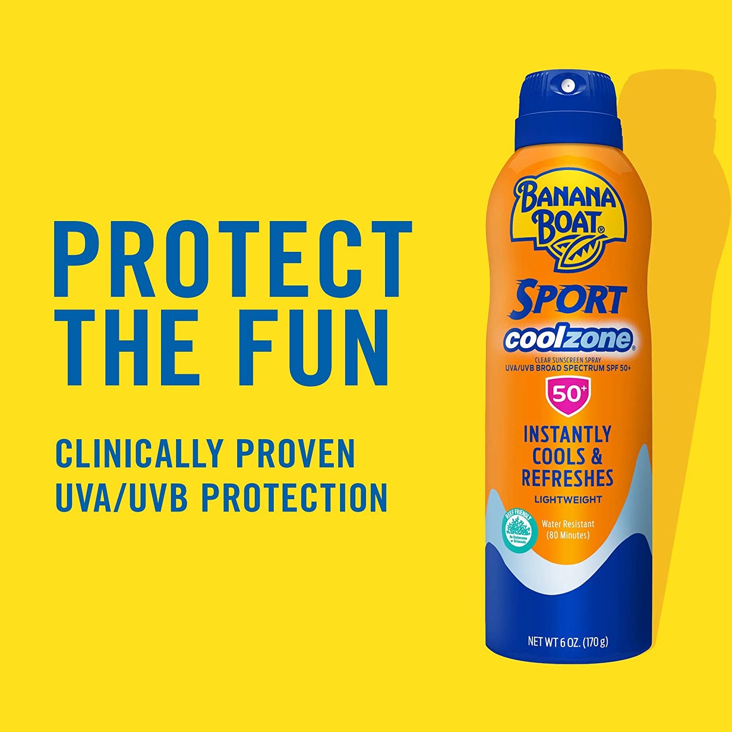 Sport Cool Zone SPF 50 Sunscreen Spray Twin Pack | Sport Sunscreen Spray SPF 50, Clear Sunscreen Spray,  Sunscreen Spray SPF 50, Oxybenzone Free Sunscreen Pack, 6Oz Each