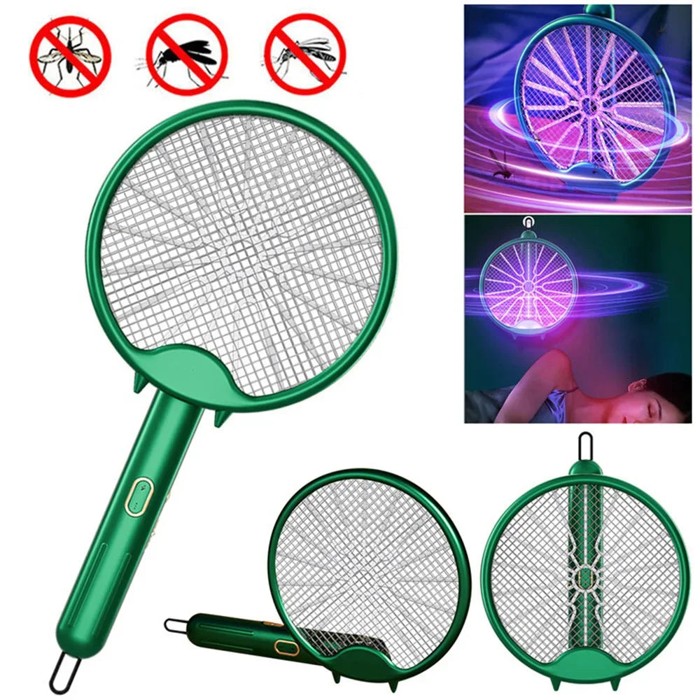 3000V Electric Mosquito Racket Mosquito Killer Lamp USB Rechargeable Foldable Mosquito Repellent Lamp Swatter Fly Swatter