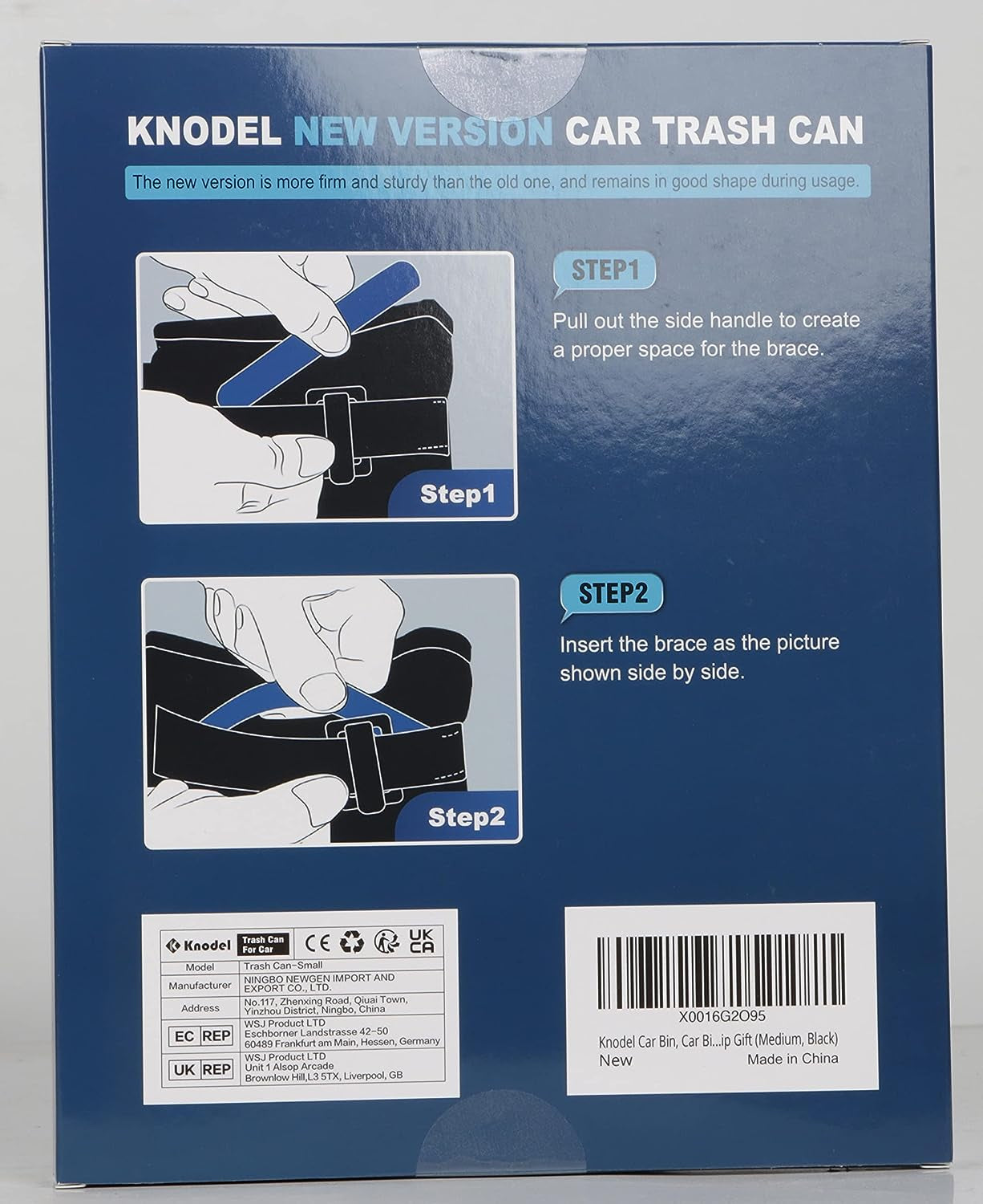 KNODEL Car Trash Can, Waterproof Garbage Can/Bag with Lid, 600D Leak-Proof Trash Bin, Car Trash Hanging (Medium, Black)