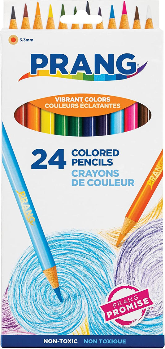 Colored Pencils, Assorted Colors, 3.3 Mm Core, 24 Count