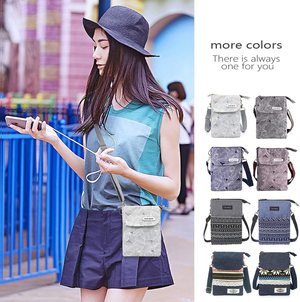 Roomy Cell Phone Purse Wallet Canvas Small Crossbody Purse Bags with Shoulder Strap for Women Teen Girlsl