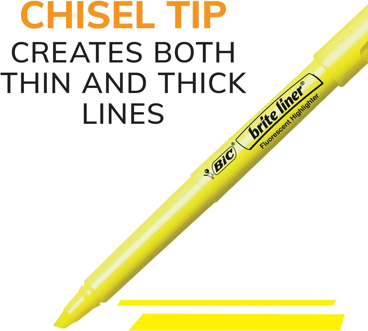 Brite Liner Highlighters, Chisel Tip, Yellow Highlighters, 12-Count, for Broad Highlighting or Fine Underlining