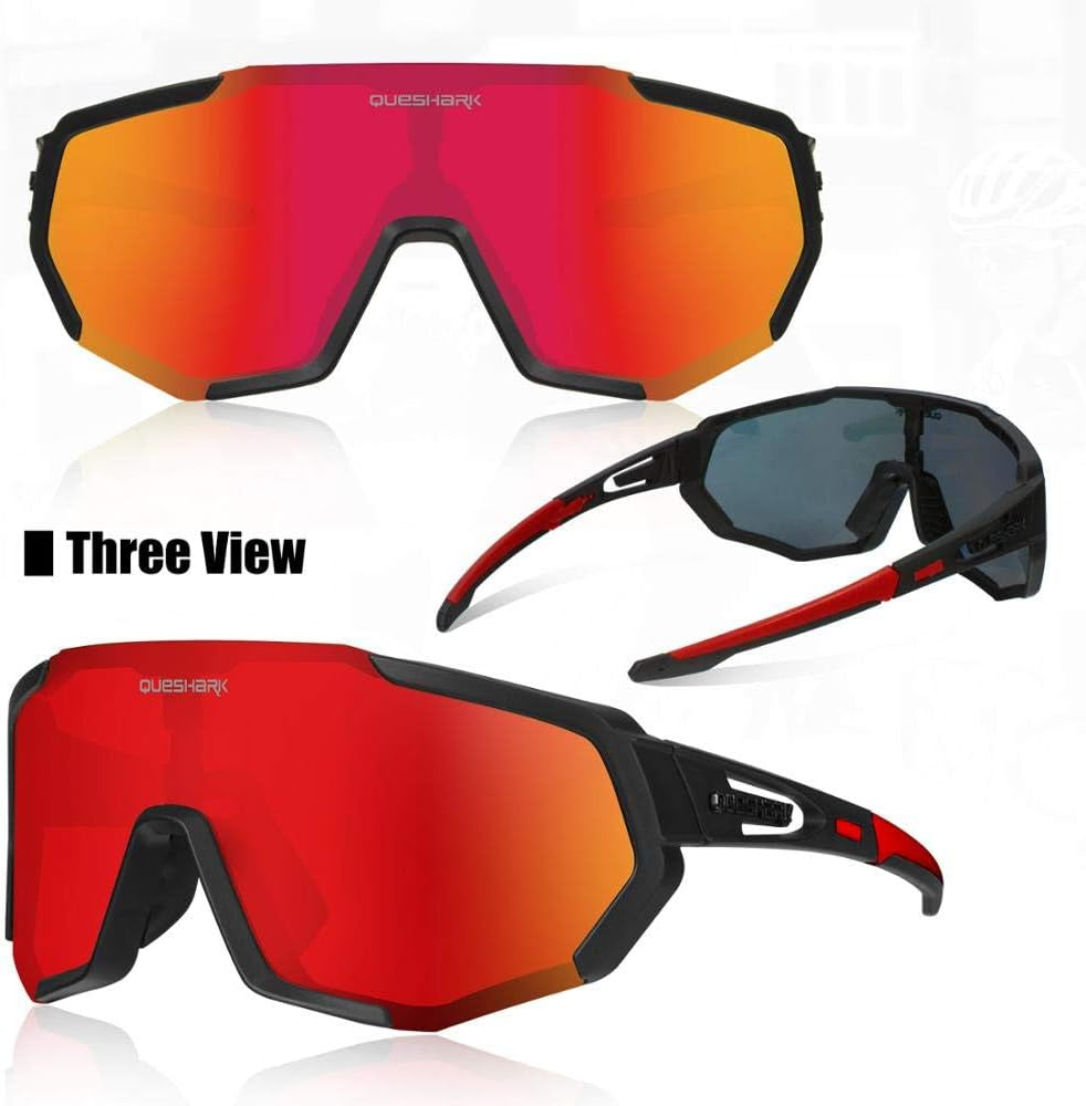 Cycling Glasses Sports Sunglasses for Men Women with 1 Polarized 2 HD Lens for MTB Running Driving Fishing Baseball